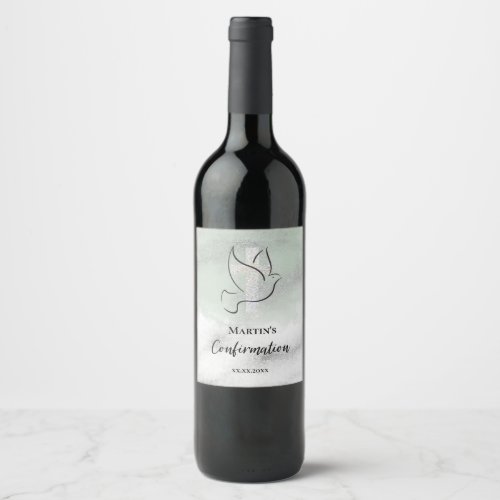 Confirmation sage green marble wine label
