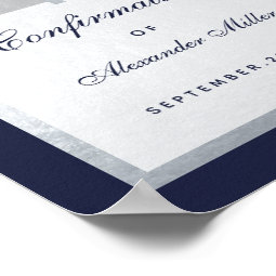 Confirmation Silver Arch Navy Blue Welcome Sign | Zazzle