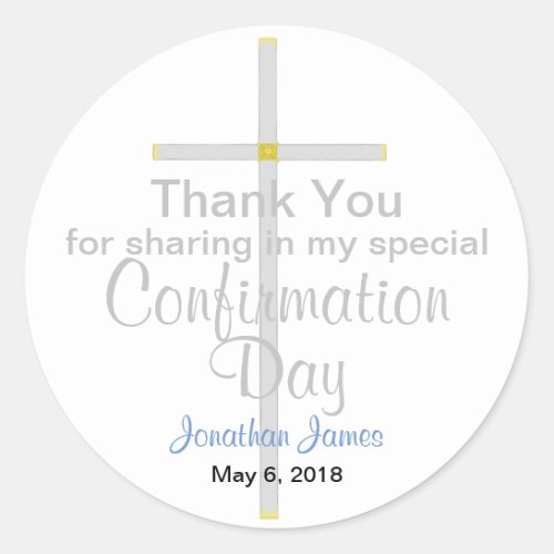Confirmation Son Thank You Round Stickers