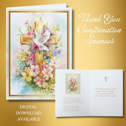 Confirmation Sponsor Floral Cross Prayer