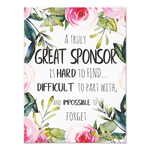 Confirmation Sponsor Gift Truly Great sponsor Photo Print