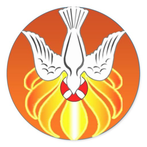 Confirmation Sticker- Holy Spirit and seven flames | Zazzle