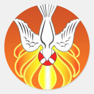 Confirmation Sticker- Holy Spirit and seven flames Classic Round Sticker