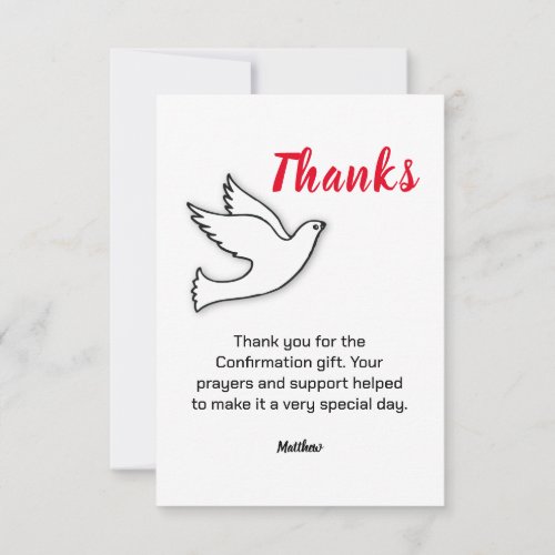 Confirmation Thanks Dove with Red