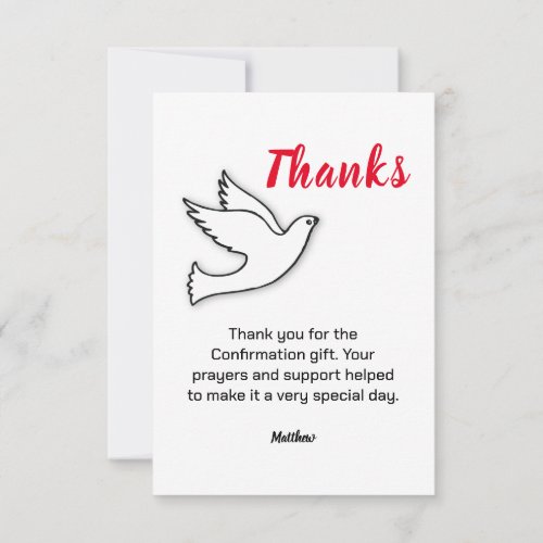 Confirmation Thanks Dove with Red Thank You Card