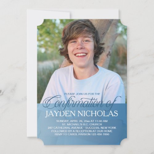 Confirmation Transparency Blue Photo Invitation