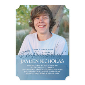 Confirmation Transparency Blue Photo Invitation
