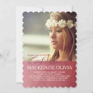 Confirmation Transparency Red Photo Invitation