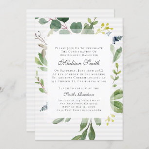 Confirmation Watercolor Foliage Botanicals Invitation