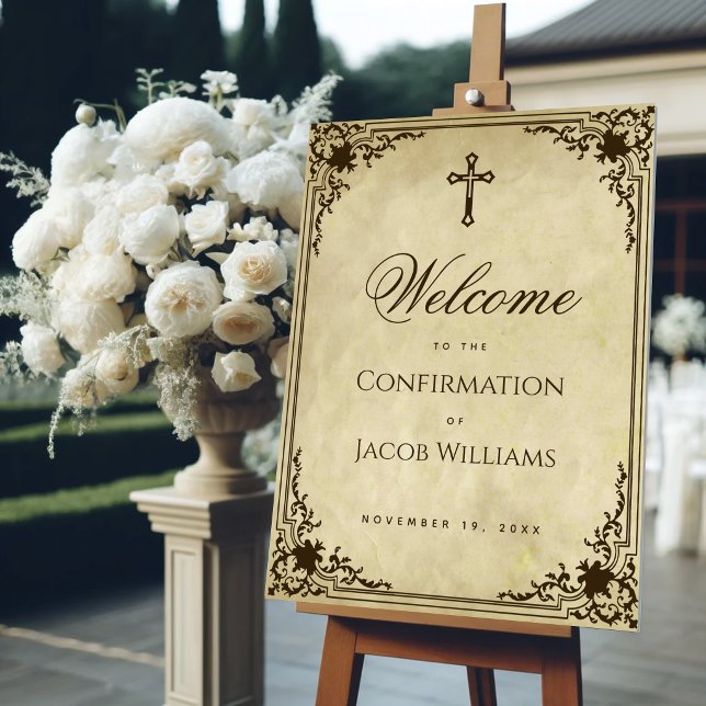 Confirmation Welcome Elegant Vintage Parchment  Foam Board (Creator Uploaded)