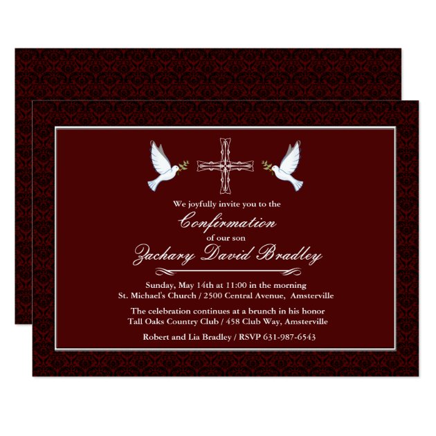 Confirmation White Dove Invitation