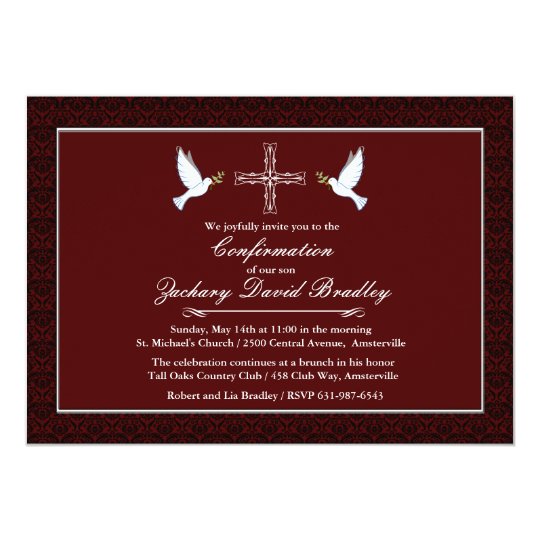 confirmation white dove invitation