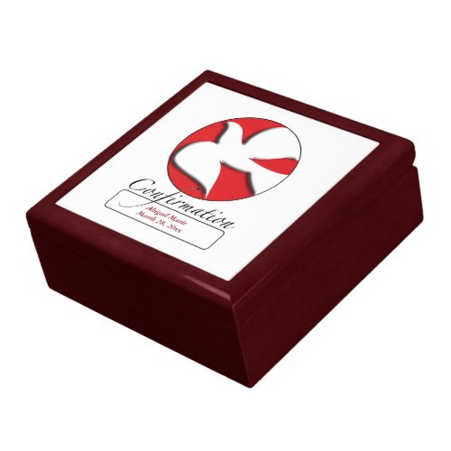 Confirmation White Dove on Red Circle  Gift Box