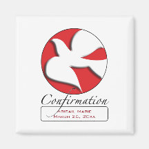 Confirmation White Dove on Red Circle