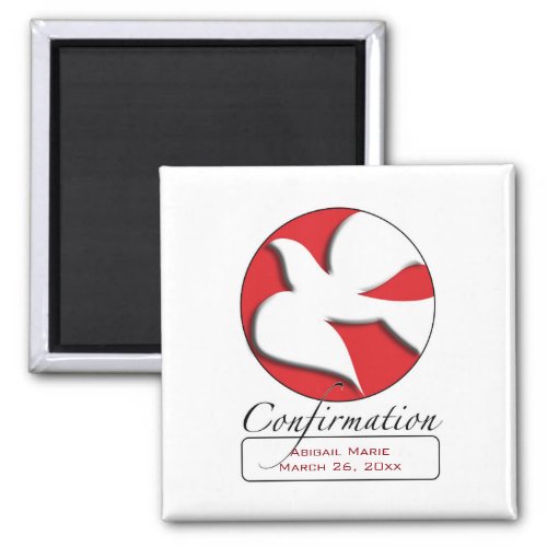 Confirmation White Dove on Red Circle  Magnet