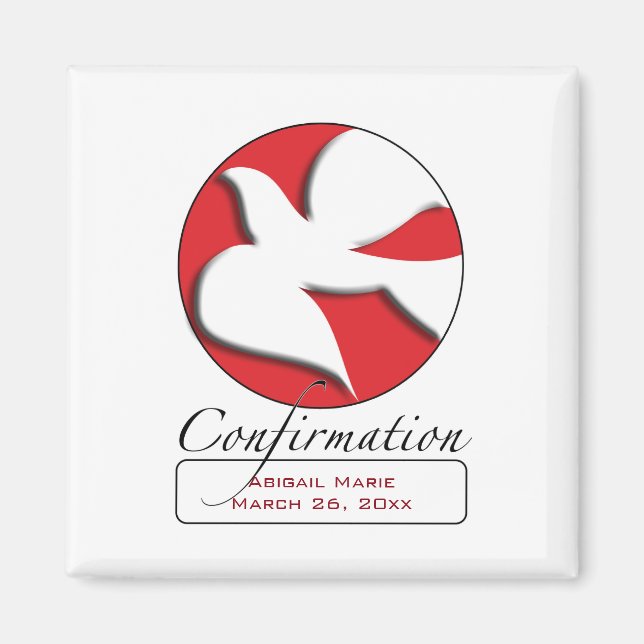 Confirmation White Dove on Red Circle  Magnet (Front)