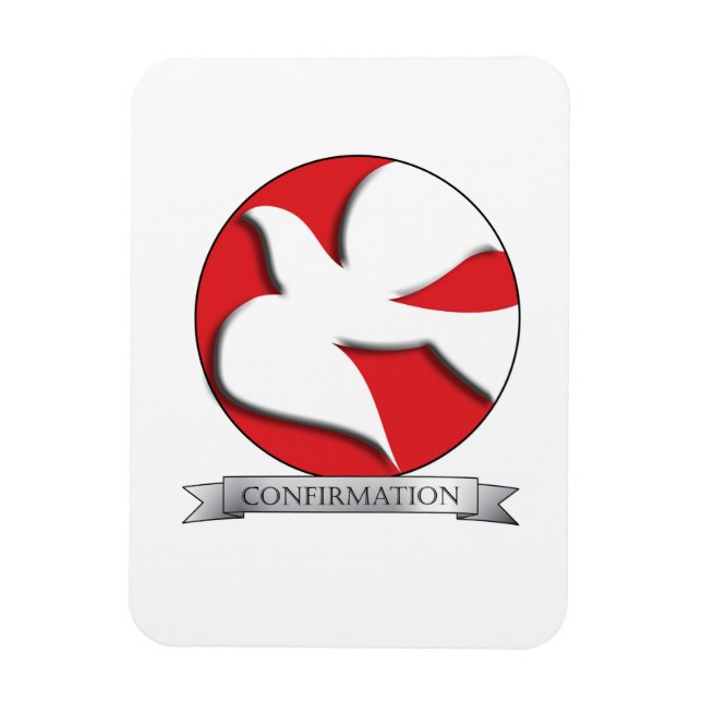 Confirmation White Dove on Red Circle  Magnet (Vertical)
