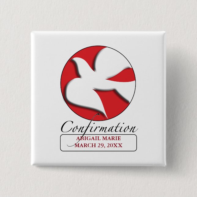 Confirmation White Dove on Red Circle  Pinback Button (Front)