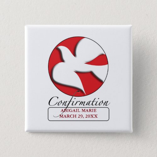 Confirmation White Dove on Red Circle  Pinback Button