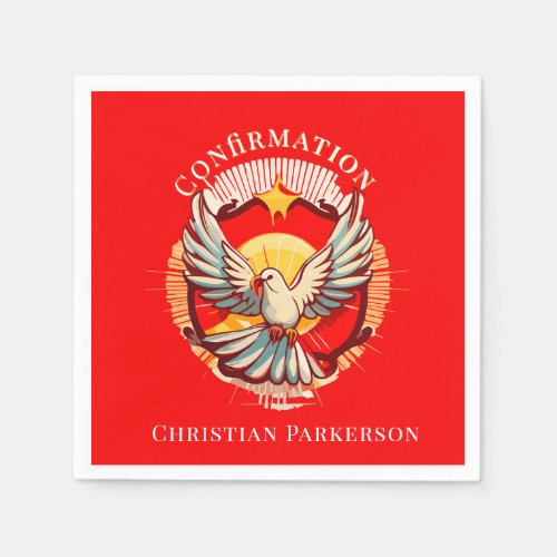 Confirmation White Dove Red Flamed Custom