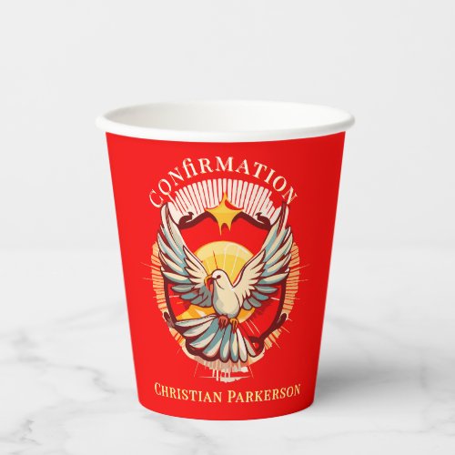Confirmation White Dove Red Flamed Custom