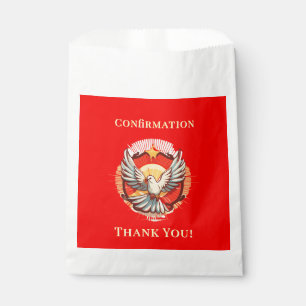 Confirmation White Dove Red Flamed Thank You Favor Bag