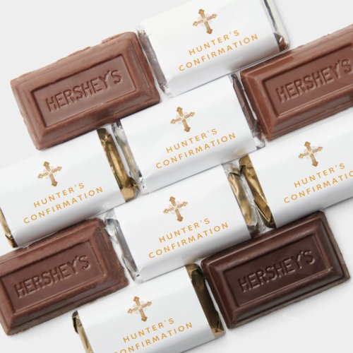 Confirmation white gold cross thank you hersheys miniatures