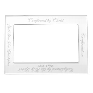 Confirmation White Silver Vertical Magnetic Frame