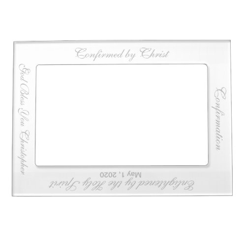 Confirmation White Silver Vertical Magnetic Frame
