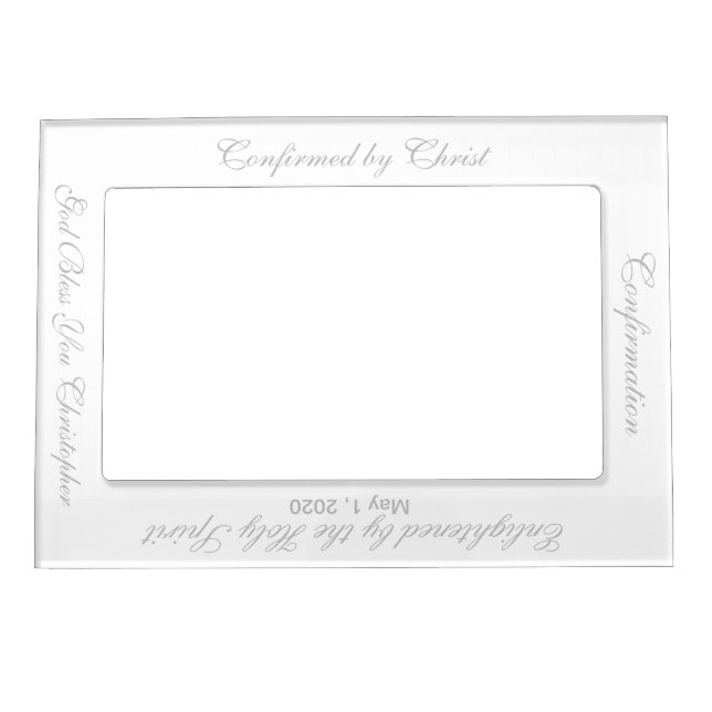 Confirmation White Silver Vertical Magnetic Frame (Front)