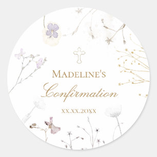 Confirmation wildflowers  classic round sticker