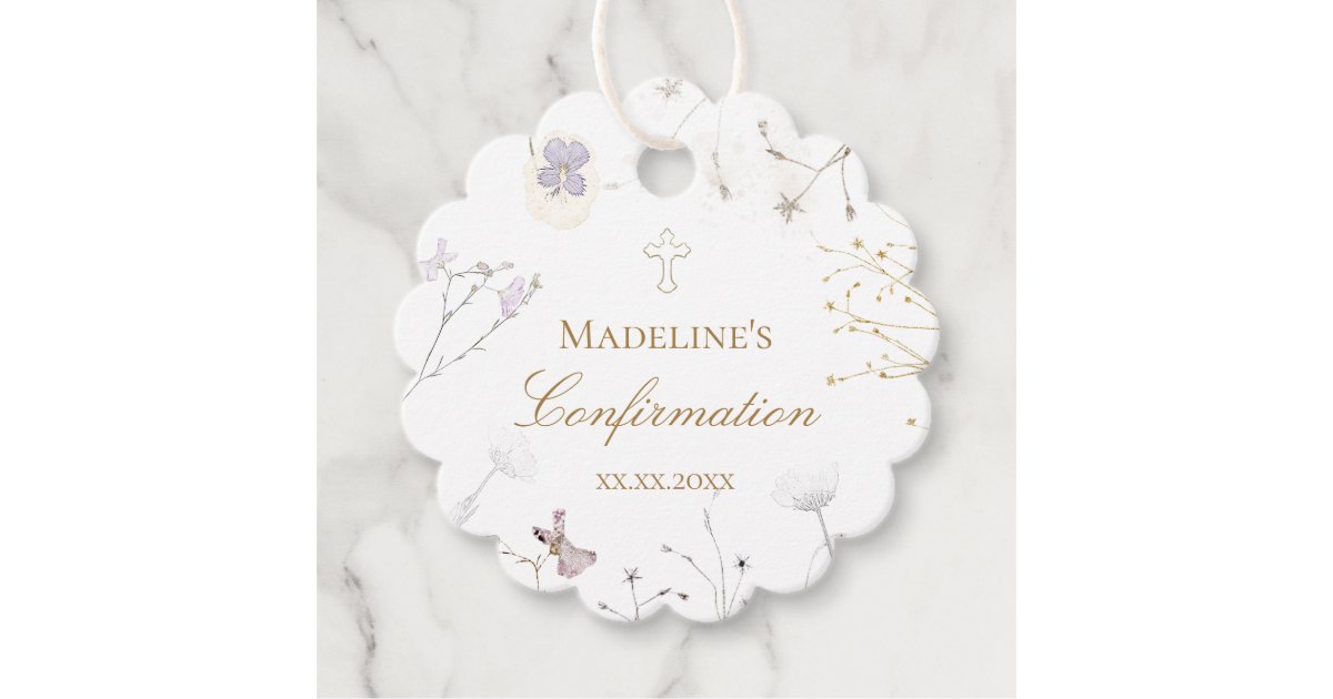 Confirmation wildflowers favor tags | Zazzle