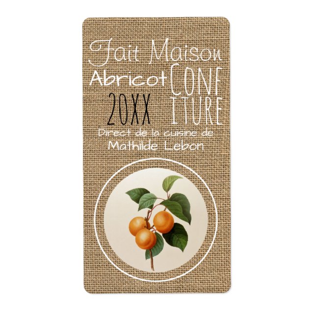 Confiture Abricot faite maison Etiquette Verticale Label (Front)