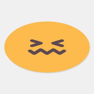 Confounded Face Cute Adorable Emoji Custom Colors Oval Sticker