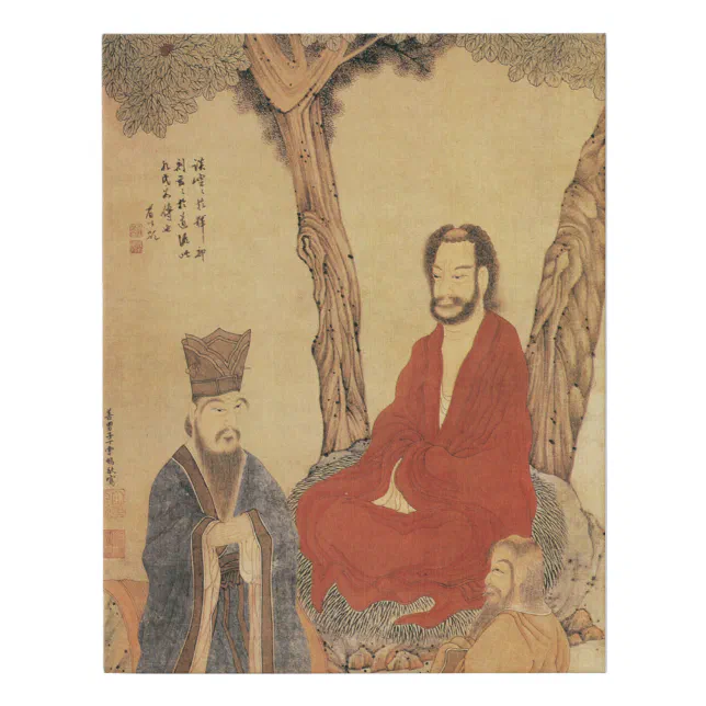 Confucius, Lao-tzu and Buddhist Arhat Faux Canvas Print | Zazzle