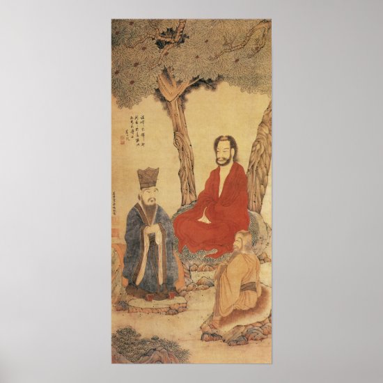 Confucius Lao-tzu and Buddhist Arhat Poster