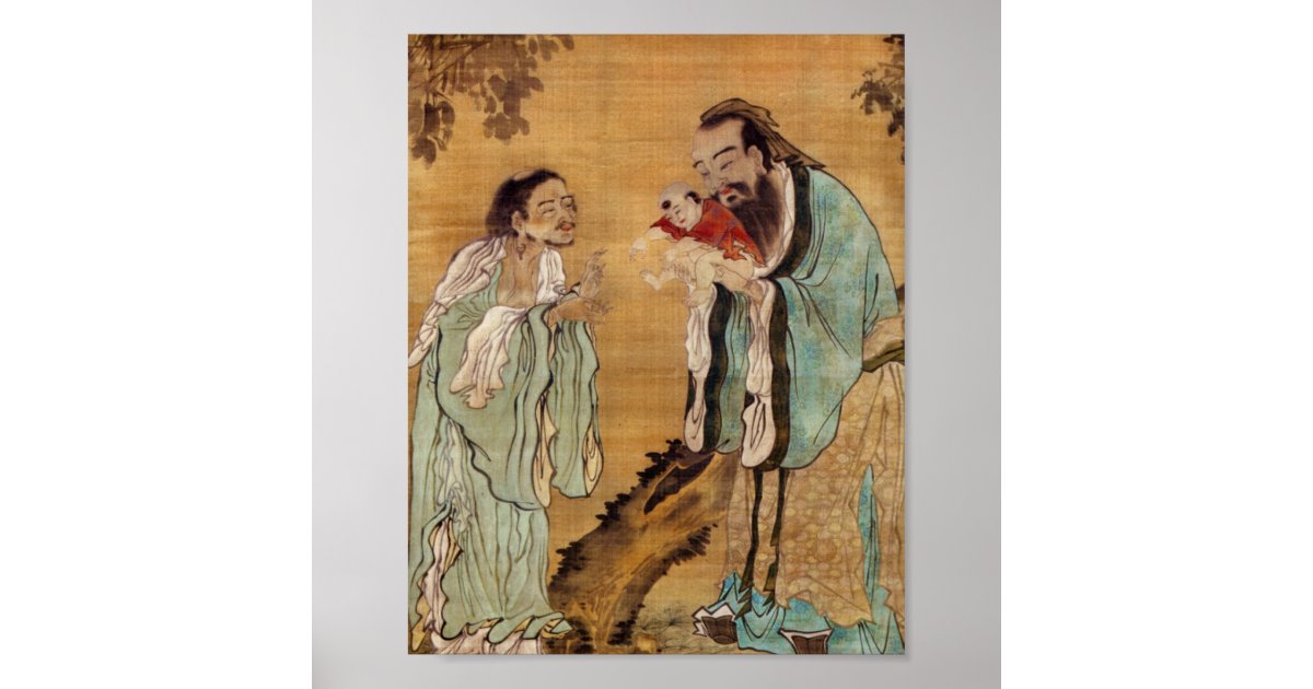 Confucius presenting Buddha to Laozi Poster | Zazzle