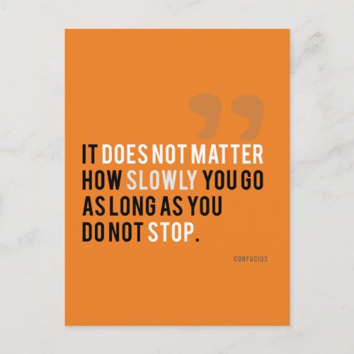 confucius quote motivational inspirational orange postcard