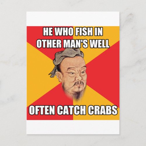 Confucius Say Catch Crabs Postcard