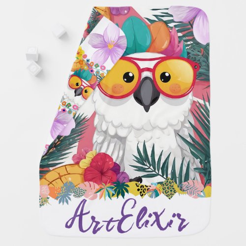 Confused Cool Cockatoo Print Baby Blanket