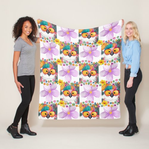 Confused Cool Cockatoo Print  Fleece Blanket