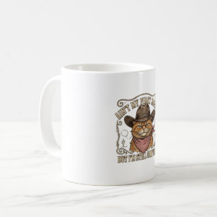 Confused Cowboy Cat Rodeo Coffee Mug