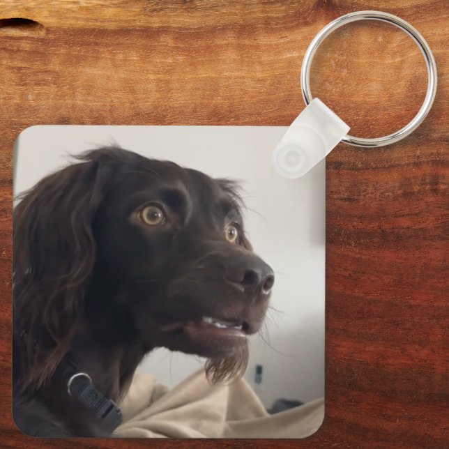 Confused Dog Meme Double Sided Keychain (Back)