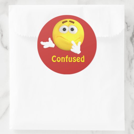 Confused Emoji Emoticon Cartoon Face Classic Round Sticker Zazzle