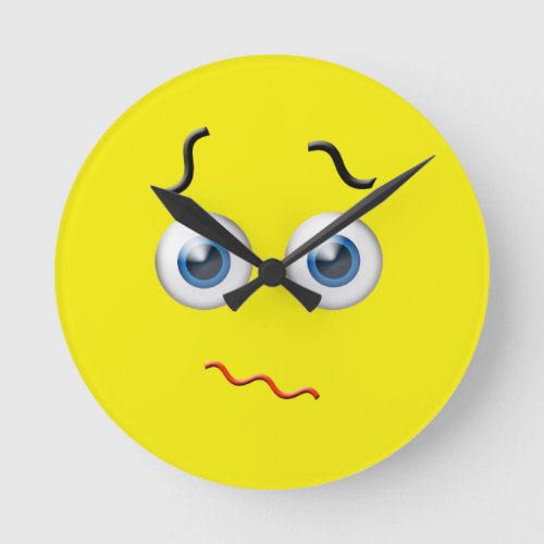Confused Emoji Round Clock