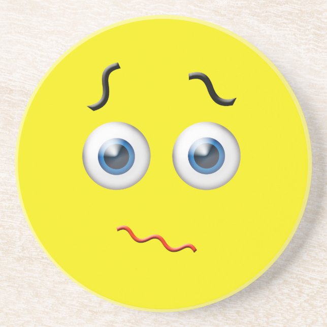 Confused  Emoji Sandstone Coaster (Front)