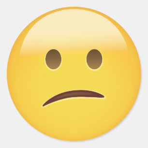 Confused Face Emoji Classic Round Sticker