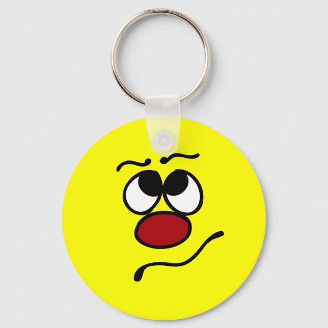 Confused Face Grumpey Keychain (Front)