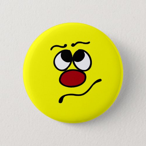 Confused Face Grumpey Pinback Button