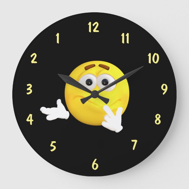 Confused Face Reverse Dial Large Clock (Front)